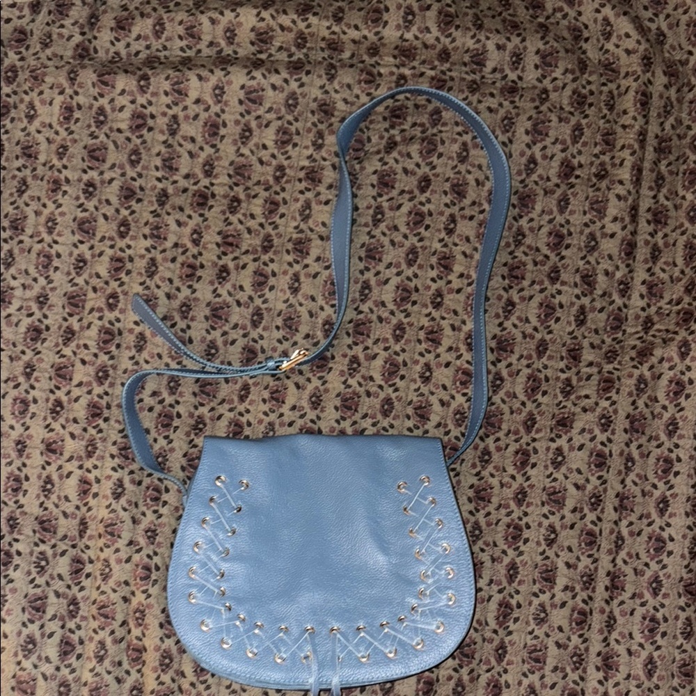 Elegant Blue Floral Crossbody Bag
